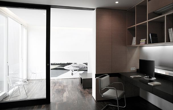 Ruangan dengan pintu geser bukaan lebar untuk memudahkan sirkulasi - RUBIC House Â©STUDIOKAS+