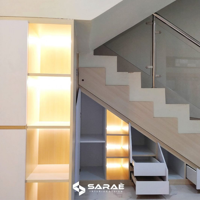 6 minimalist design ideas for shelves on the stairs for different functions in your home